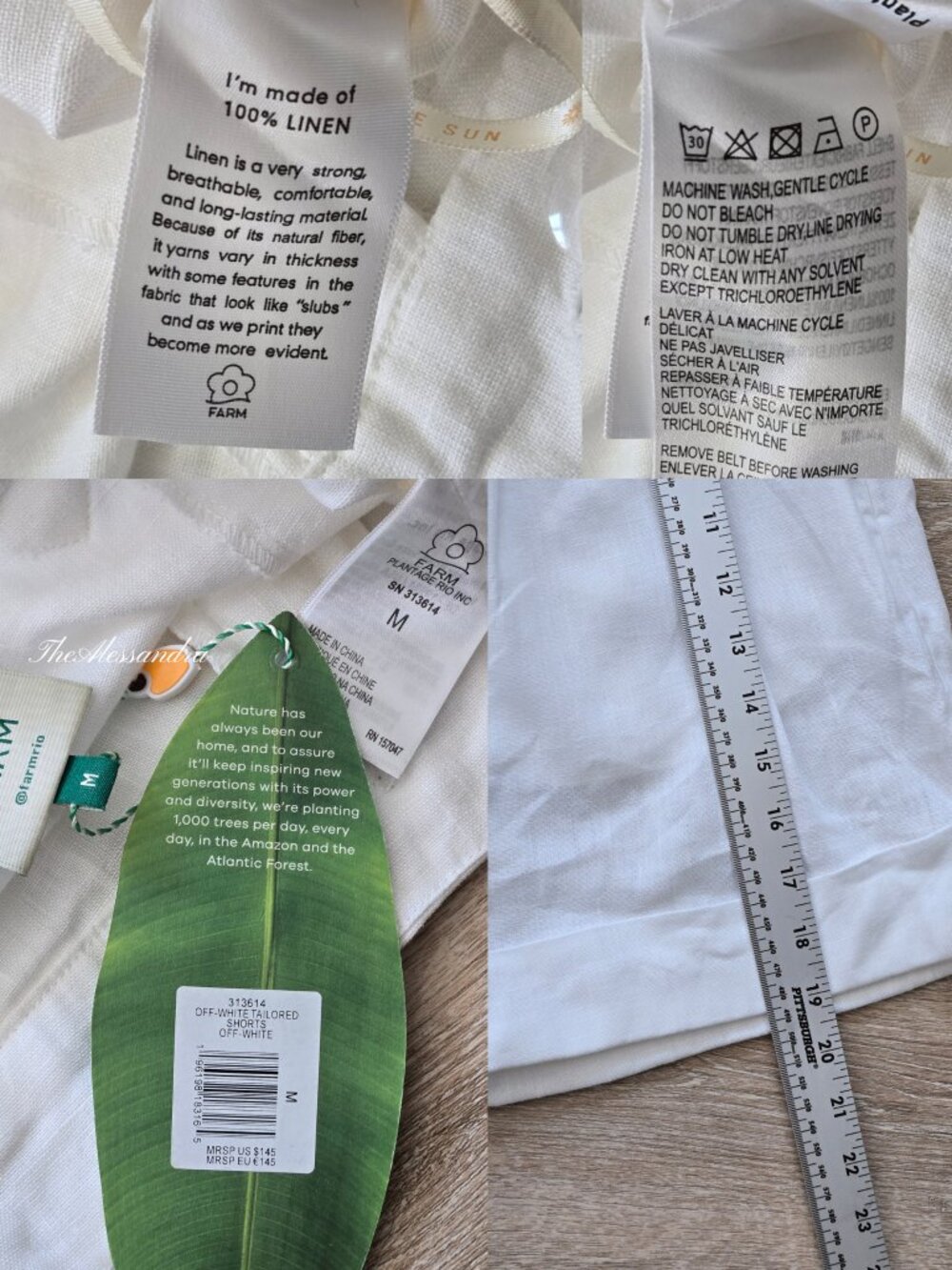 Farm Rio Tailored Linen Belted Shorts Ivory High Rise Size M New With Tags $145 - Picture 7 of 17